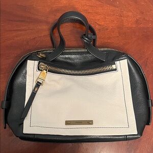 Fossil Black and Cream Satchel